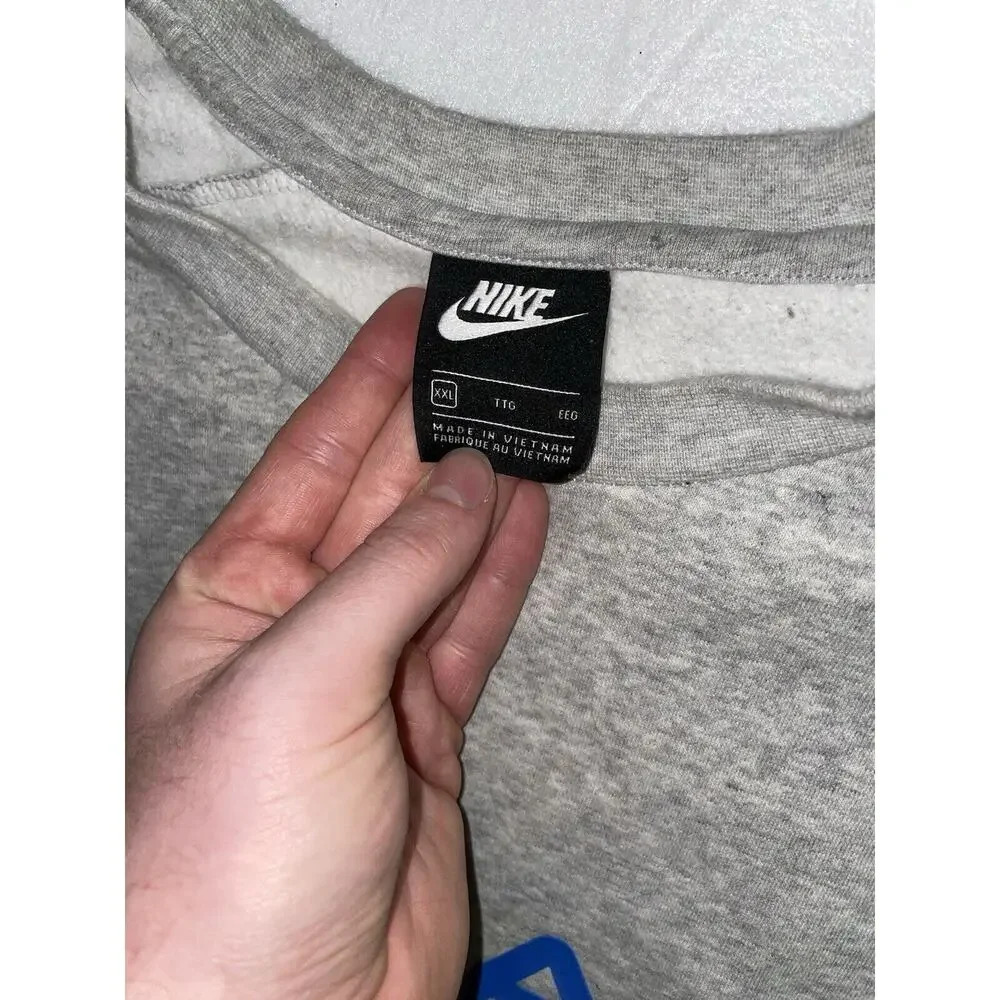 Nike Air Sportswear Crewneck Mens 2XL Spell Out Color‎ Block Gray Blue Pullover - Picture 2 of 5